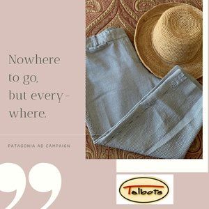 Talbots  Blue and White Seersucker Petite Capri Pants 12P Curvy